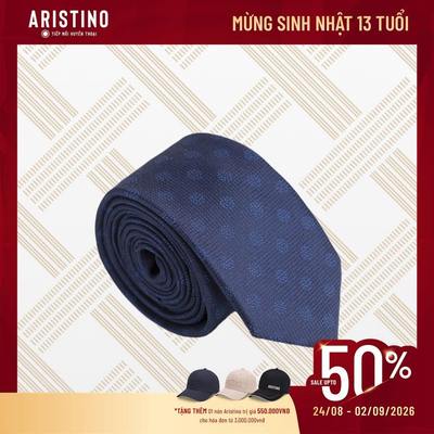 Cà vạt nam ARISTINO thiết kế bản trung, màu sắc sang trọng, họa tiết chấm nhỏ dệt jacquard độc đáo - ATI08302