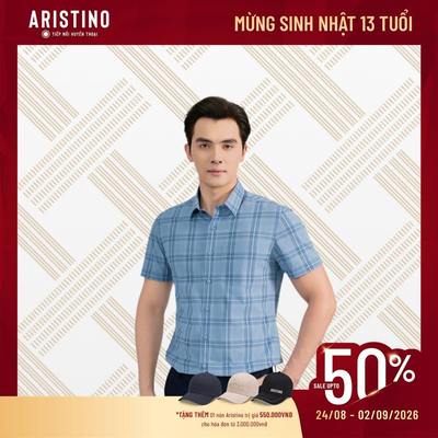 Áo sơ mi nam tay ngắn Aristino Perfect Fit 48% Visco Điểm Nhấn Đan Lát Độc Quyền ASS159AS3