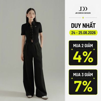 Quần Suông Ống Rộng Cạp Cao 2 Túi Diễu Chỉ 3P08.2506K Quần Tây Nữ Ống Suông Thanh Lịch Phong Cách Công Sở Cao Cấp By JM