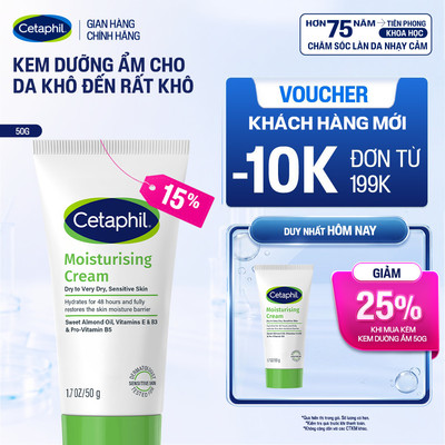 Kem dưỡng ẩm dịu lành cho da nhạy cảm cấp ẩm sâu đến 48H Cetaphil Moisturizing Cream 50g
