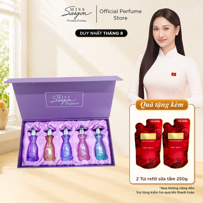 Bộ Sưu Tập Nước Hoa Nữ Thơm Lâu, Mùi Hương Ngọt Ngào Tươi Mát Miss Saigon Elegance EDP 15ml x 5
