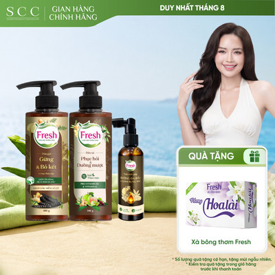 COMBO Dầu Gội 480g + Dầu Xả 380g Fresh Thảo Mộc Dưỡng Sinh Và Xịt Tinh chất Fresh TMDS Hỗ Trợ Giảm Rụng Tóc 100ml