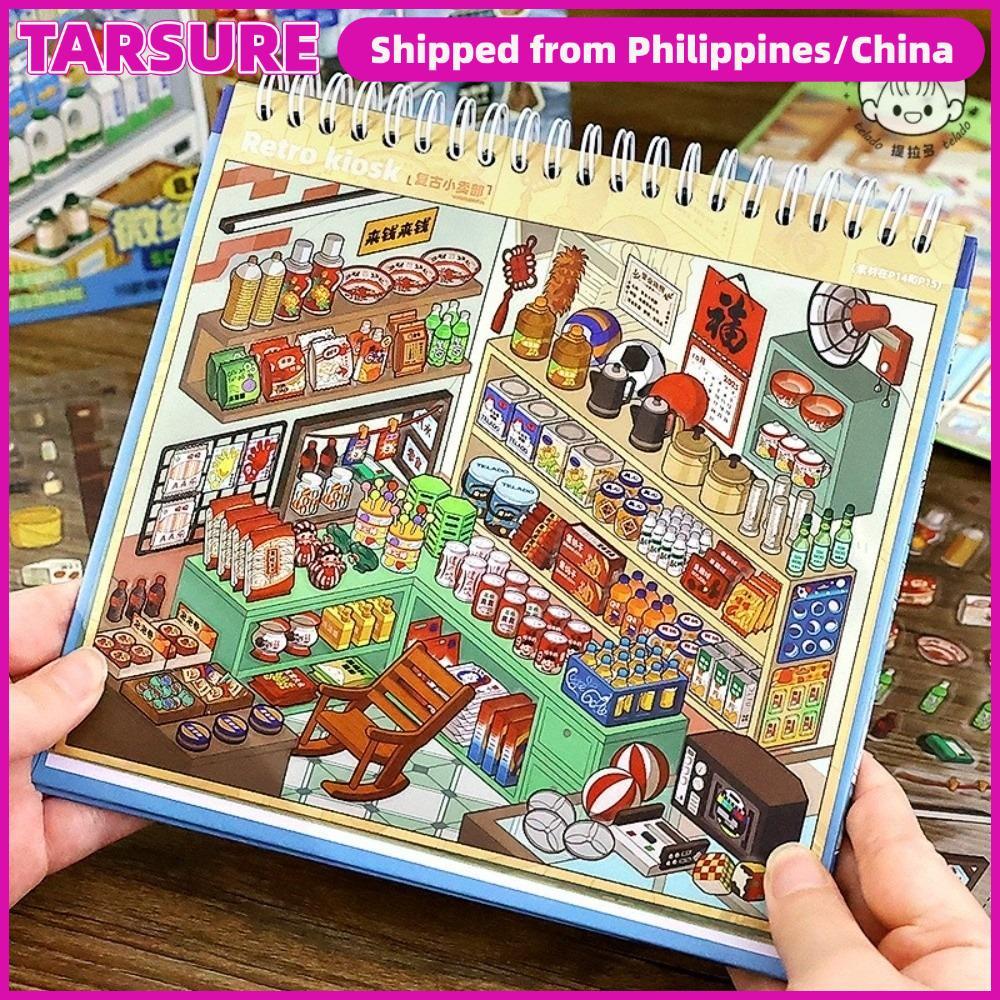 Nhãn dán cảnh cửa hàng TARSUR, Nhãn dán phong cảnh PET cỡ lớn, 10 cảnh 33 tờ Nhãn dán xếp chồng dễ t
