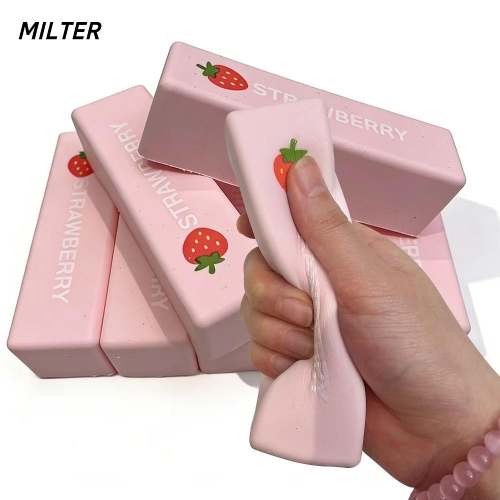SỮA Bóp Quả Bóng Căng Thẳng, Fidget Chậm Đàn Hồi Bơ Bóp Đồ Chơi, Quà Tặng Thư Giãn Tay Dâu Dính Mềm 