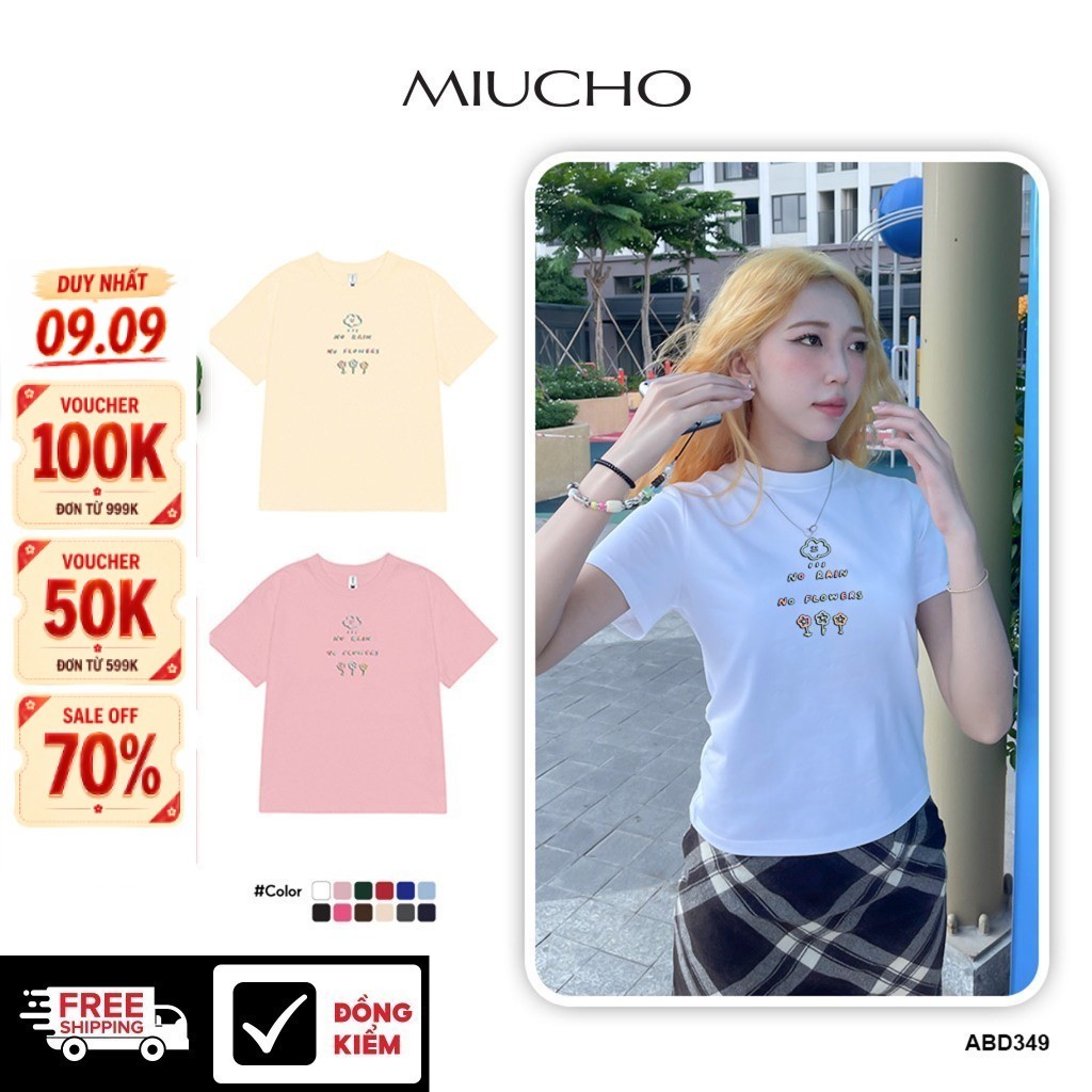 Áo baby tee ABD349 Miucho cổ tròn in graphic