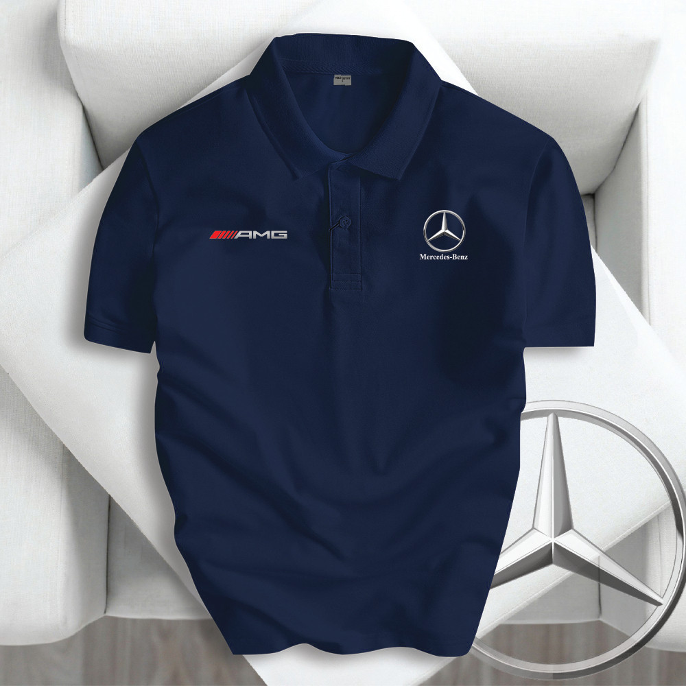 Áo sơ mi Polo cao cấp Mercedes nguyên chất-Áo sơ mi Mercedes AMG màu đỏ sang trọng, thoải mái, thoán