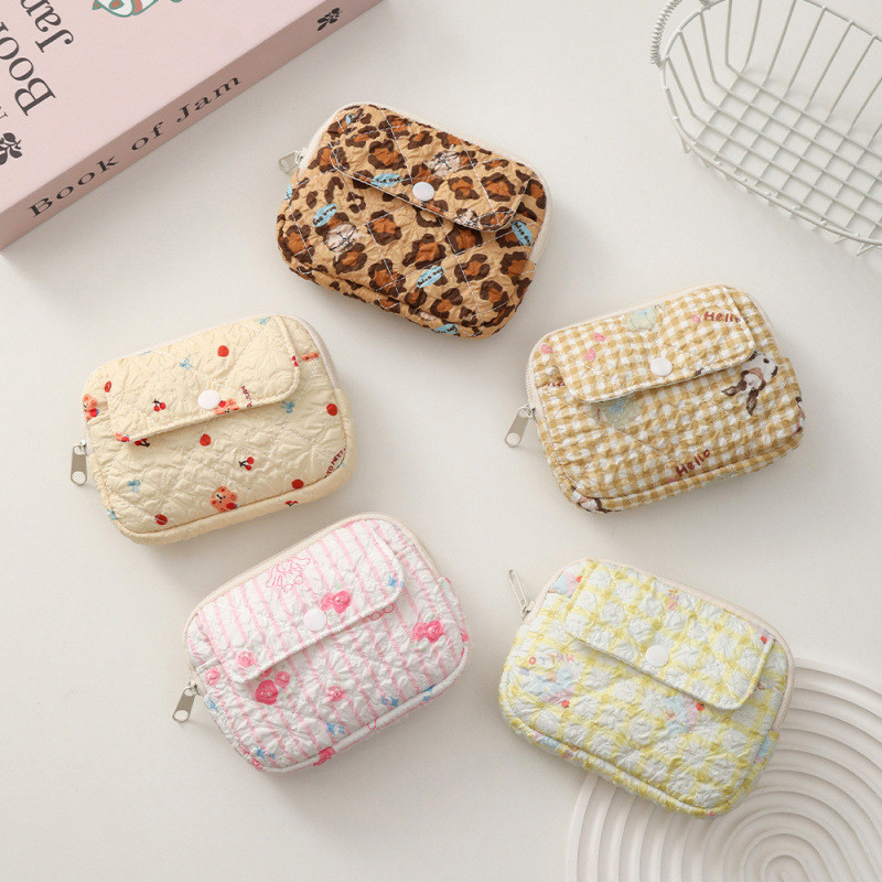 Mustang Amano Flip Coin Purse Quilted Card Holder Túi lưu trữ di động Son môi mềm mại dễ thương Túi 