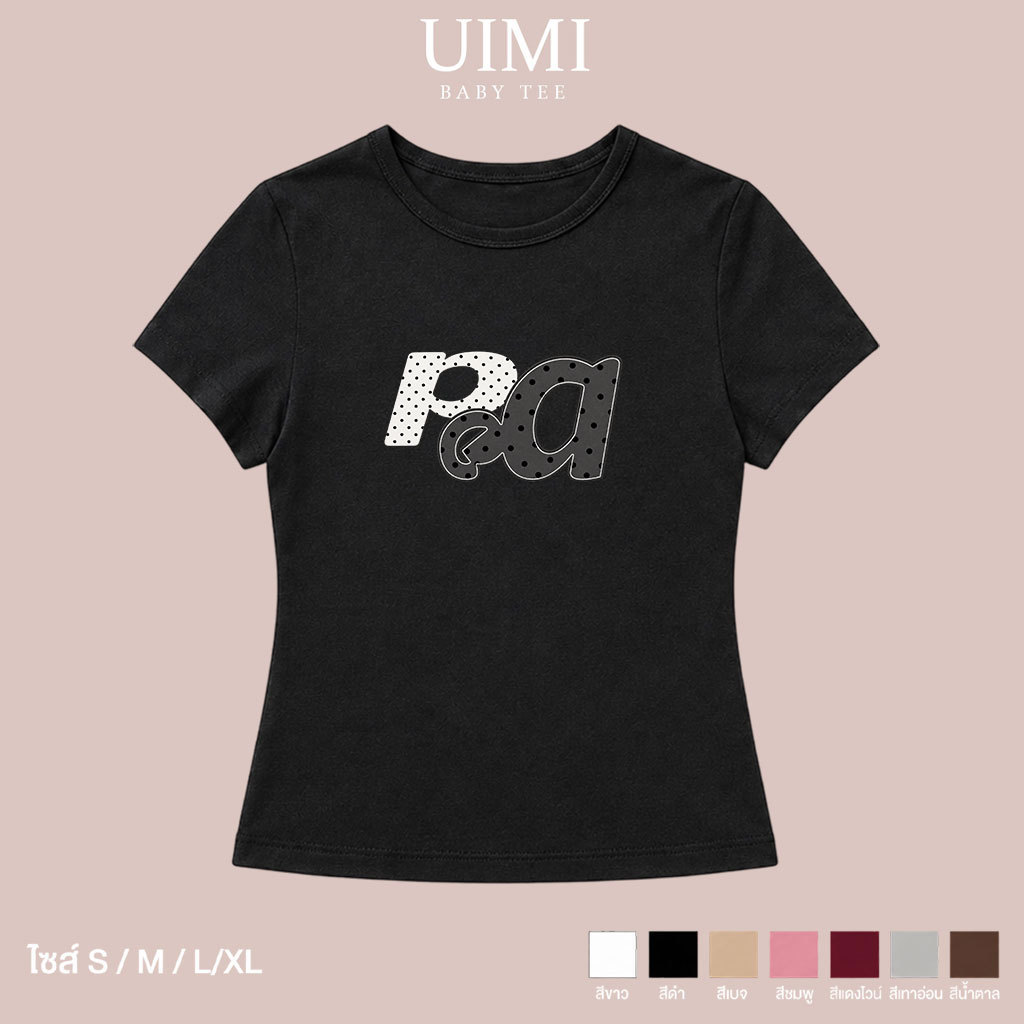 Áo thun nữ UIMI Baby Tee Slim Fit màu đen Graphic Letter Dot Y2K Style