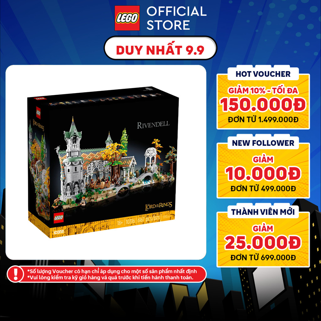 LEGO ADULTS ICONS 10316 Đồ chơi lắp ráp Chúa Nhẫn: Vùng Đất Rivendell (6,167 chi tiết)