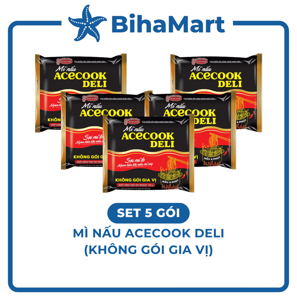 [SET 5 GÓI] - ACECOOK - Mì nấu Acecook Deli không gói gia vị, Mì nấu không gia vị Acecook Deli, Mì n