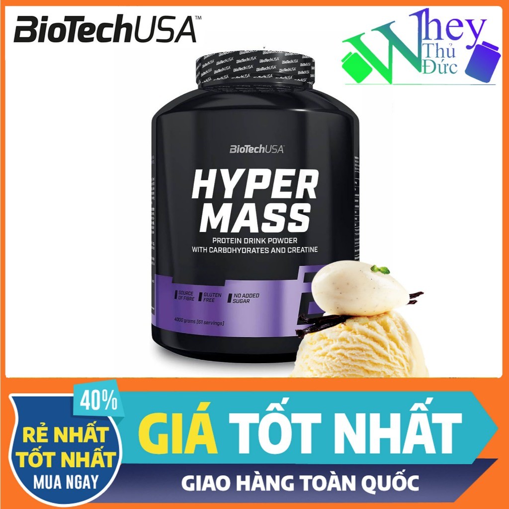 Hyper Mass Biotech 4kg vị Vani – Mass Gainer Cao Cấp, Dành Cho Người Gầy Khó Tăng Ký