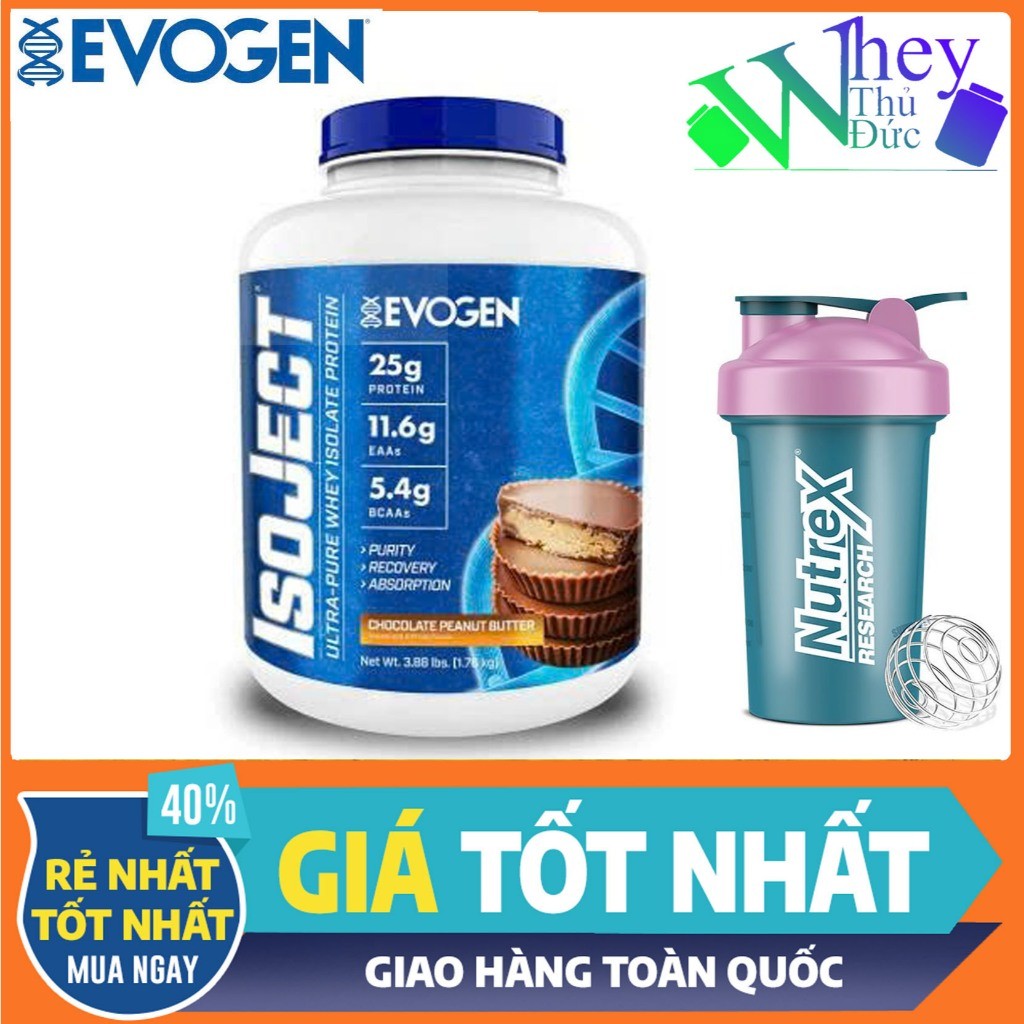 Evogen IsoJect Whey Protein (1.8kg 55sv) vị Socola, Sữa Đạm 100% Whey Protein Isolate Hấp Thu Nhanh