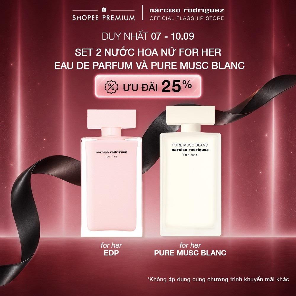 Set 2 Nước Hoa nữ Narciso Rodriguez For Her Eau De Parfum và For Her Pure Musc Blanc Eau de parfum I