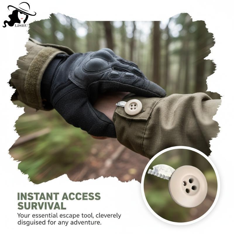 LISHU BDU Nút 34 Răng Hàm ẩn 1095 Steel de Covert Escape Tool Mil Spec cho cuộc phiêu lưu ngoài trời