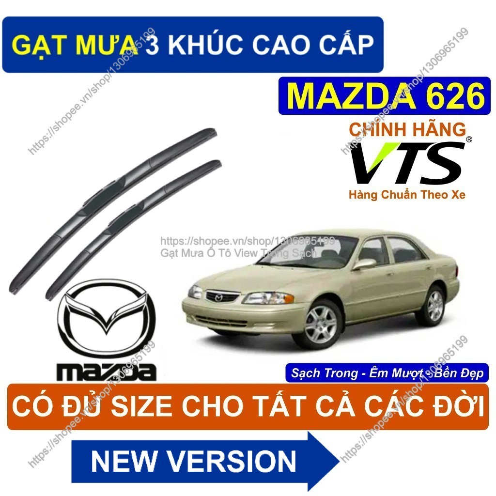 Gạt Mưa 3 Khúc Cao Cấp- Gạt Mưa Bền Đẹp Kính Lái Mazda 626- Cặp Gạt Mưa Kính Lái Mazda 626-  Mazda 6