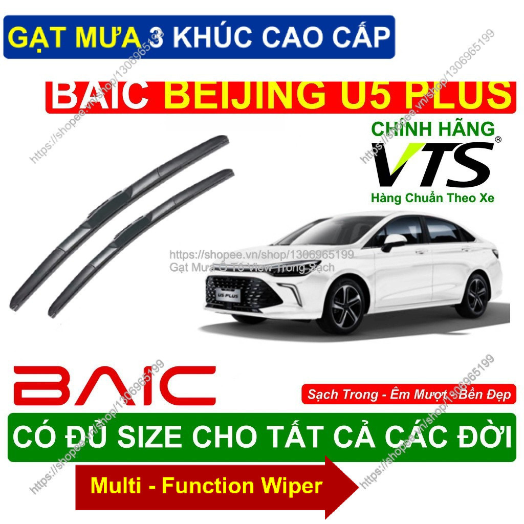 Gạt Mưa 3 Khúc Kính Lái BAIC Beijing U5 Plus; Cặp Gạt Mưa  Kính Lái Cho Các Dòng Xe BAIC Beijing U5 