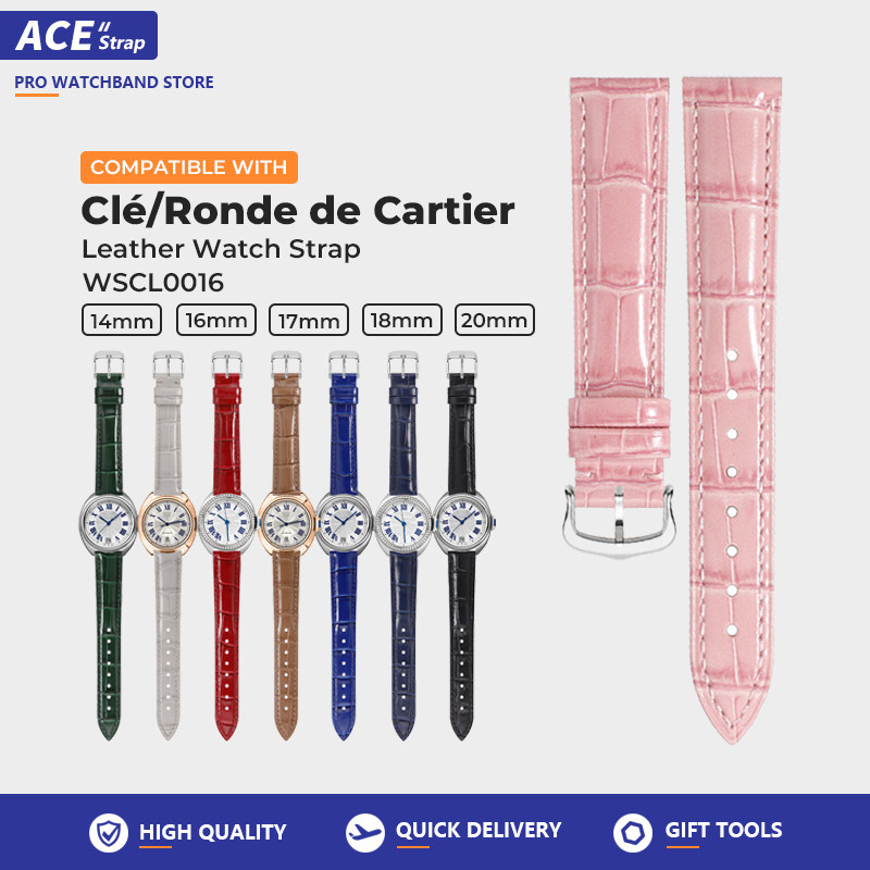 Tương thích với CARTIER Tank Series Clé de Cartier WSCL0016 Tank London Hạt Cá Sấu Da Dây Đeo Đồng H
