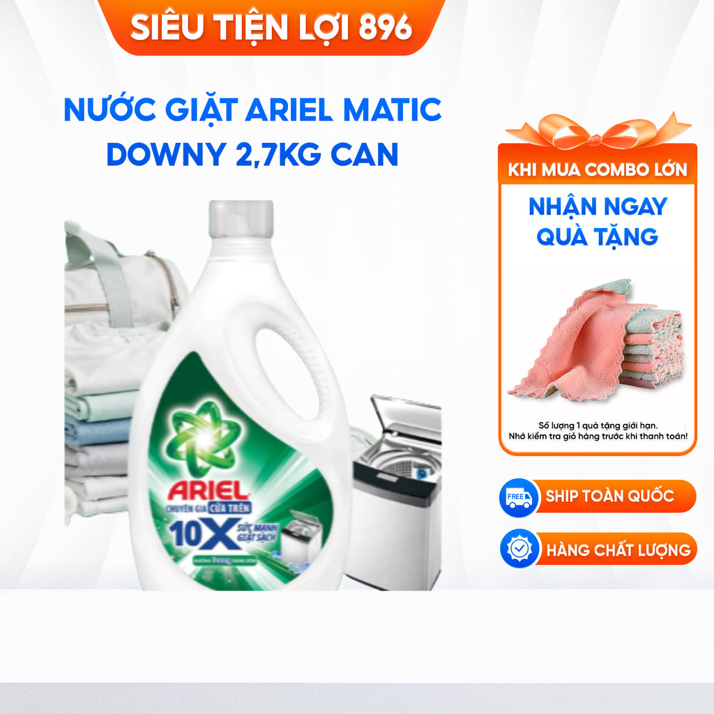 Nước giặt Ariel matic cửa trên Downy nắng sớm 2,7kg can
