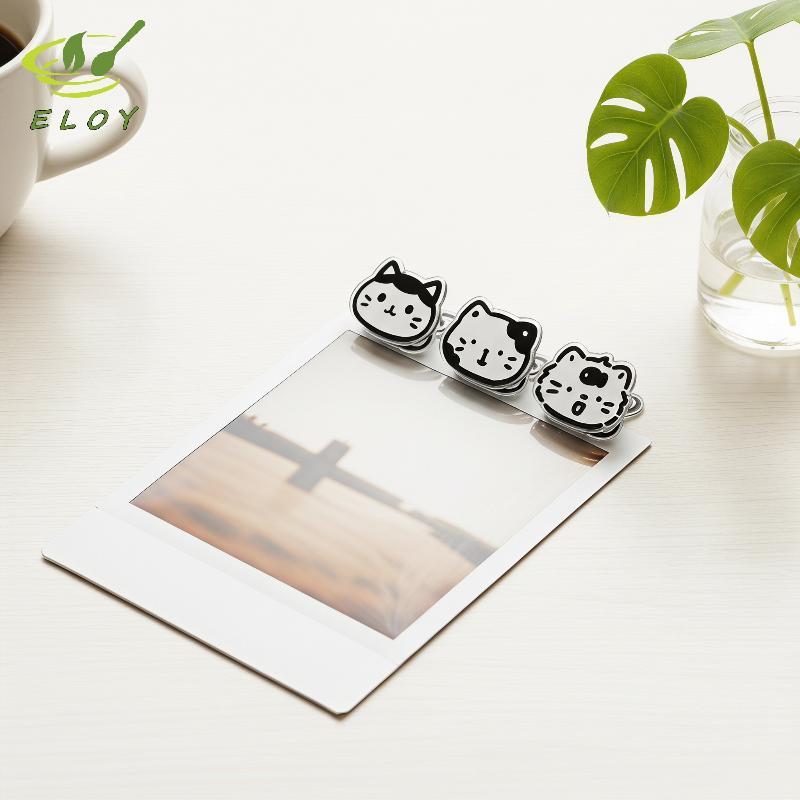 [ELOY] 9 Chiếc Kẹp Acrylic Mèo Hoạt Hình Dễ Thương Họa Tiết HD Hai Mặt Đa Năng Cho Màn Hình Ảnh Túi Ốc Niêm Phong VN