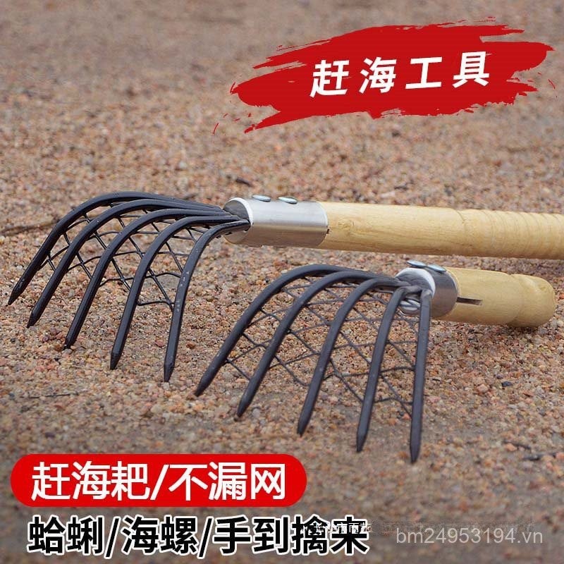 Bắt Seaside Shell Oyster Beach Rake Bộ dụng cụ đào bằng thép không gỉ Clam Cua MQ3H