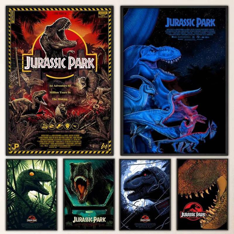 Khủng Long J-Jurassic Park Poster Không Khung Tranh Canvas Phòng Thanh Cafe Trang Trí Nhà