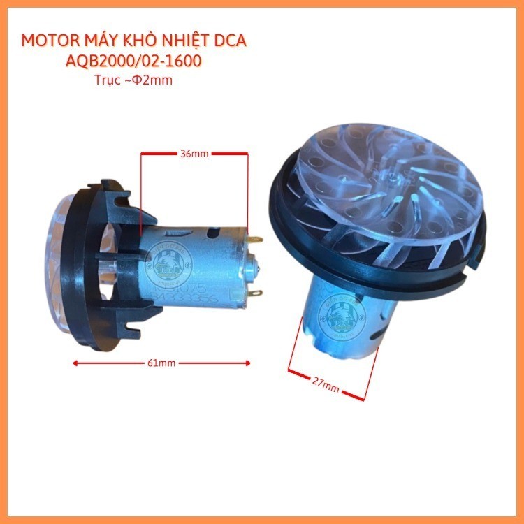 DC Motor máy khò nhiệt DCA AQB2000, AQB02-1600 2000W 12V Thân 27mm