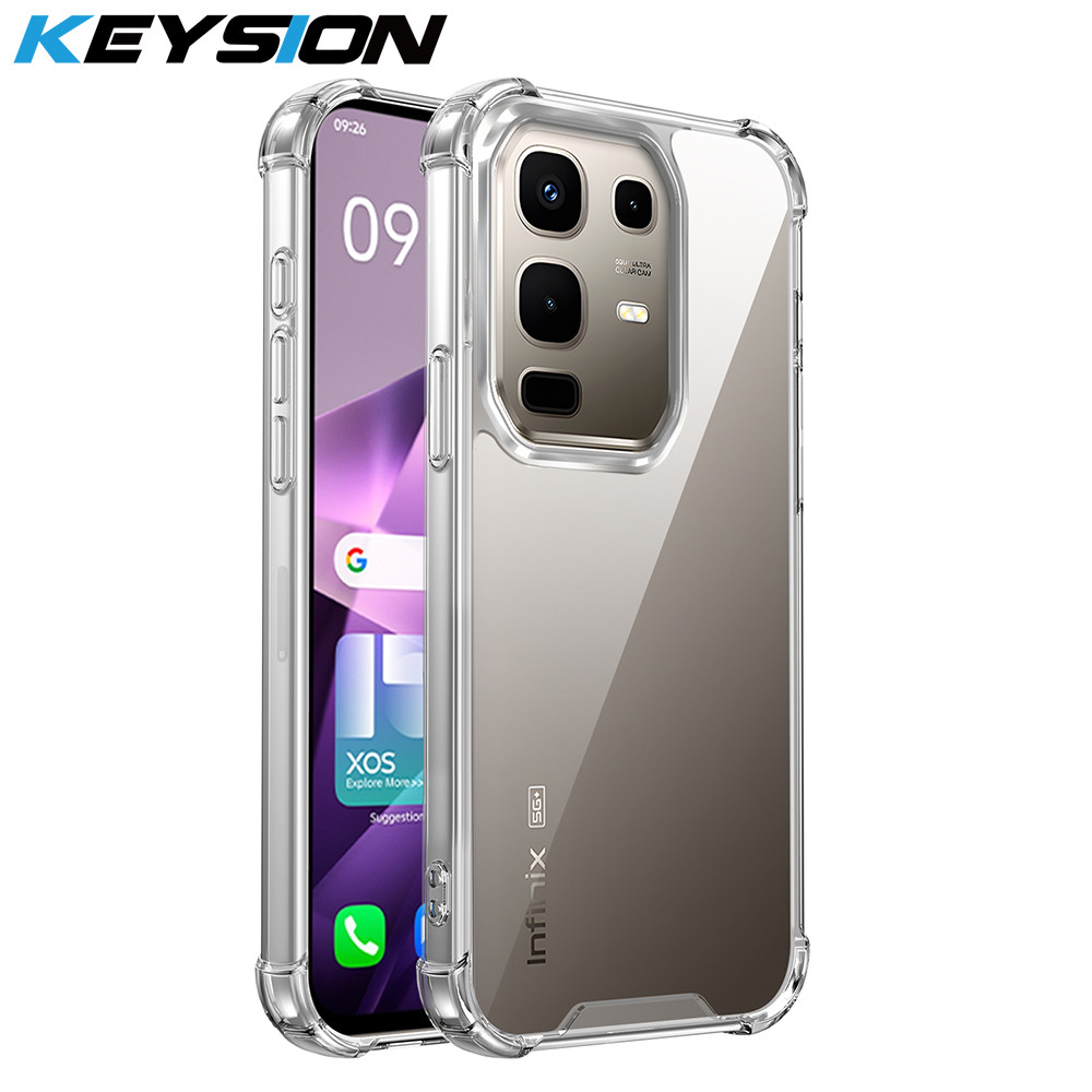Ốp điện thoại trong suốt chống sốc bốn lỗ KEYSION cho Infinix Note 50X 5G TPU mềm + PC Vỏ điện thoại