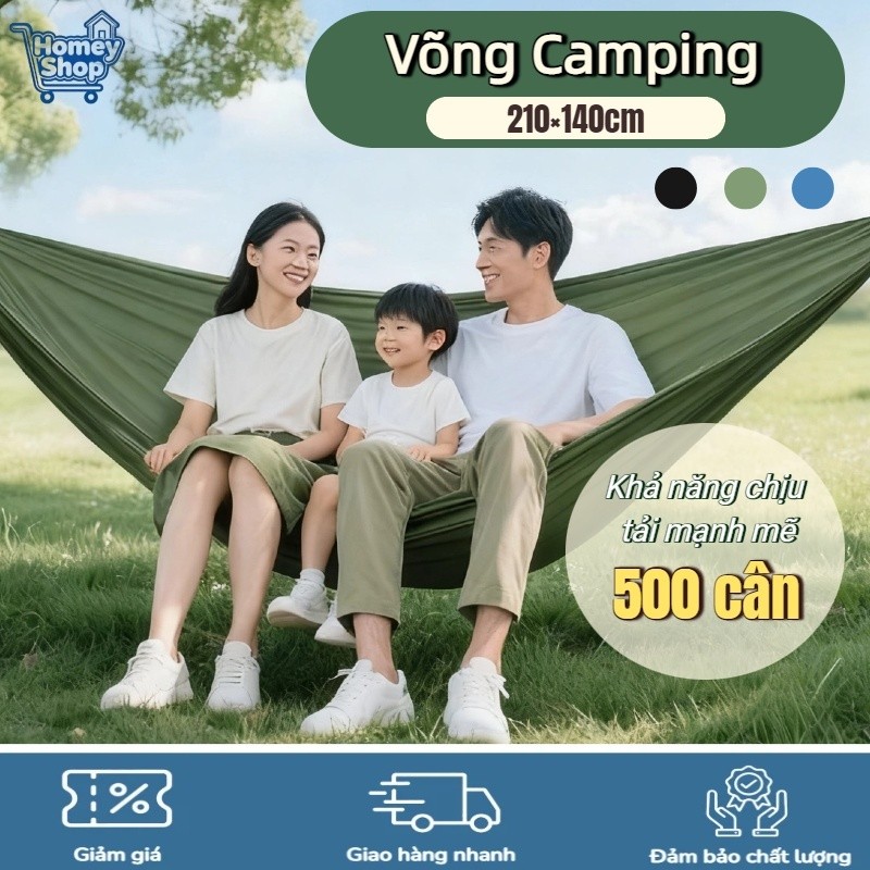 Võng Camping 270x140cm,Võng Xếp, Chịu Tải 250kg,Siêu Bền,Kèm Túi Và Dây,Đi Cắm Trại,Du lịch tiện lợi