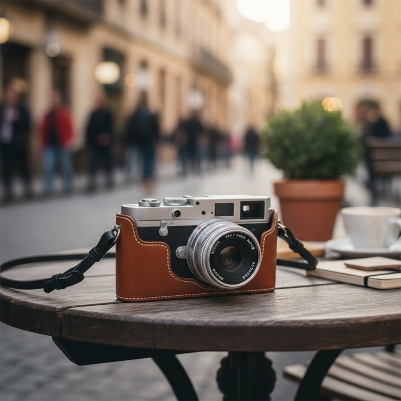 Đế da bảo vệ R * GFX100RF có cơ chế tháo nhanh để ngăn và truy cập đầy đủ giao diện