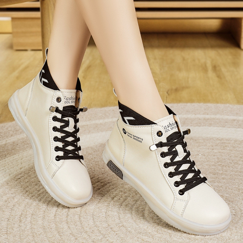 Genuine Leather Short Boots for Women, New Autumn High-Top Casual Boots with Soft Rubber Soles for A