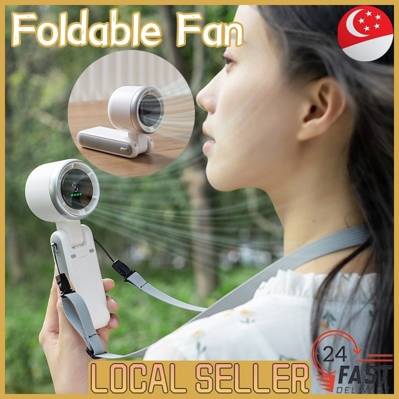 [SG In Stock]Mini Handheld Fan Portable Fan 5 Wind Speed Digital Display 6000 mAh Battery USB Chargi