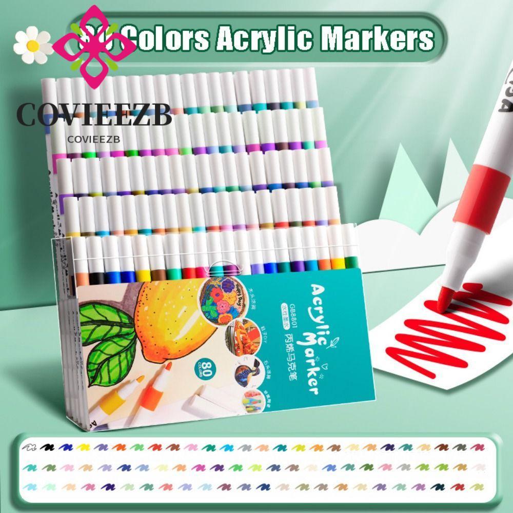 COVIEEZB Paint Art Marker, Waterborne Brush Soft Tip Acrylic Marker Pen Set, Bền Fine Nib 80 Màu Nha