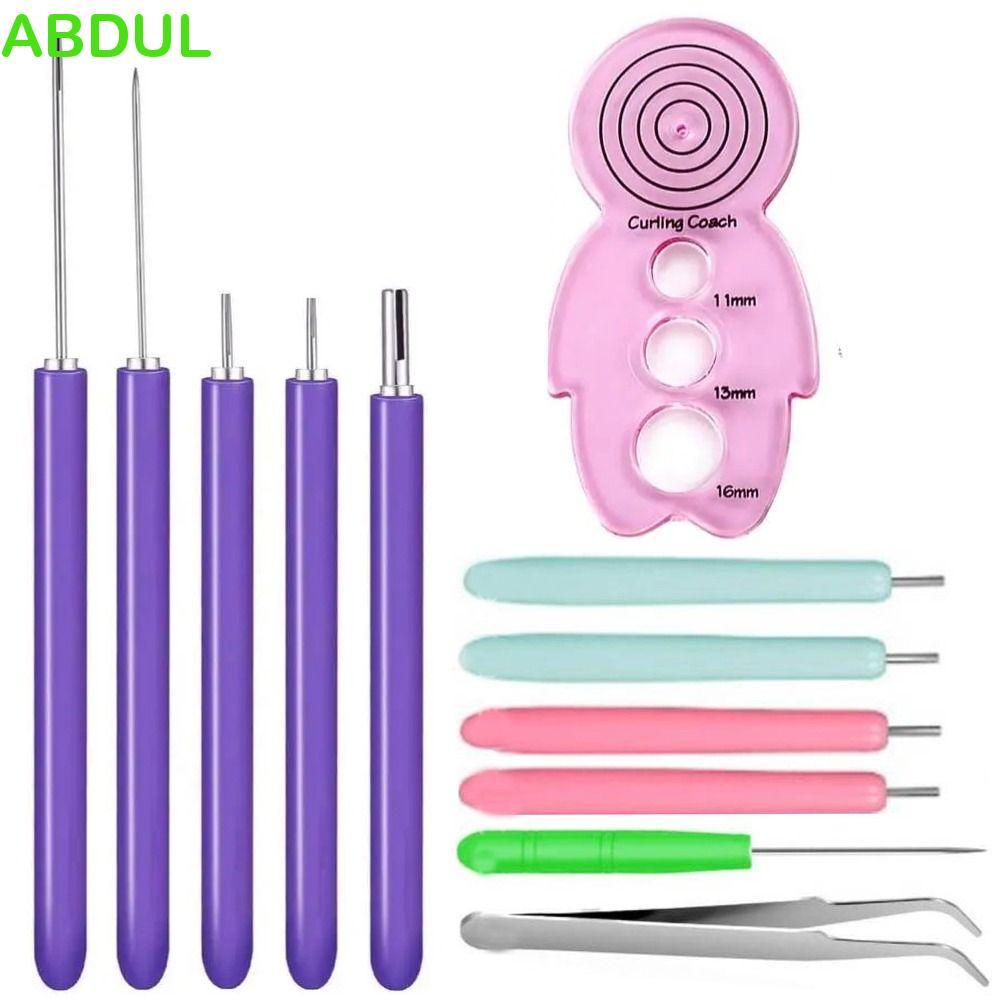 ABDUL 12 Dụng Cụ Quilling Giấy, Giấy Uốn Giấy Thủ Công Quilling Bộ Kim, DIY Quilling Có Rãnh Bút Giấ