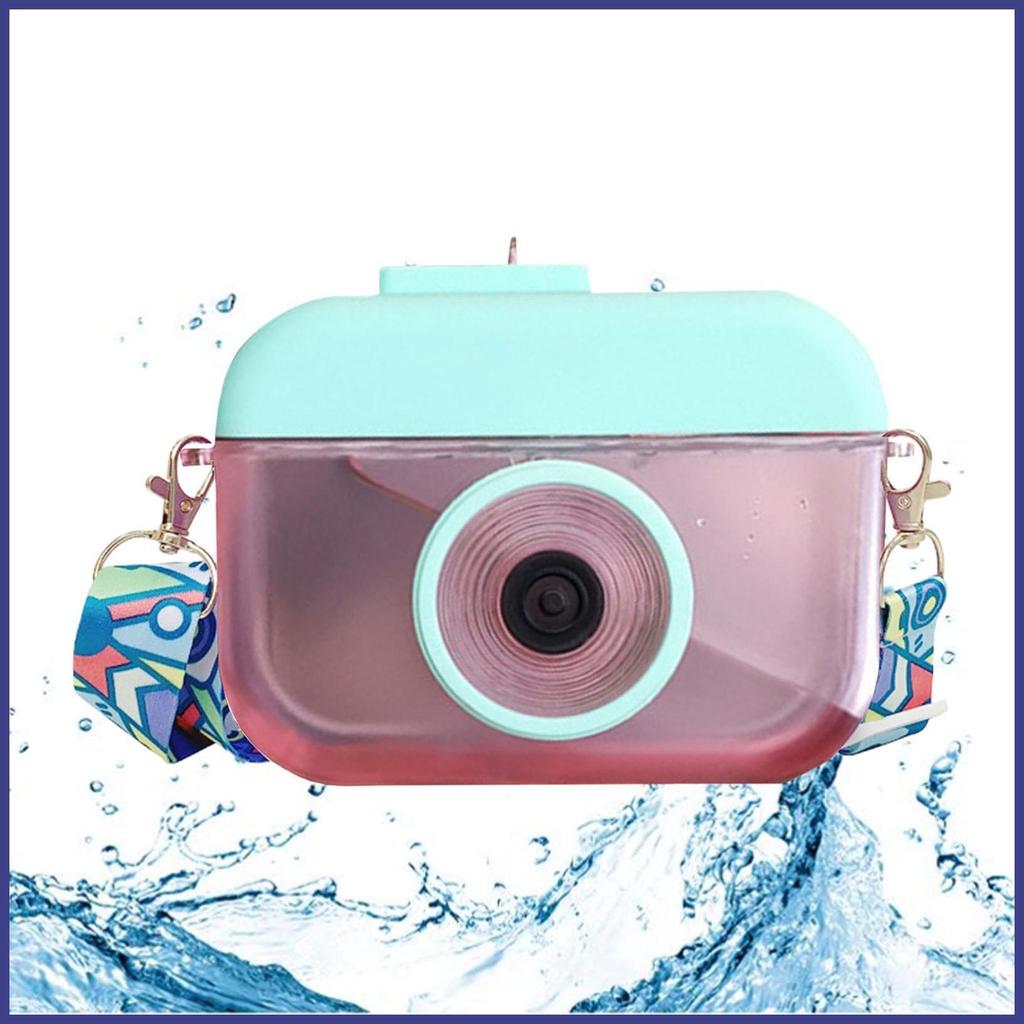 Bình Nước Kawaii Trẻ Em 400ml Kawaii Hình Máy Ảnh Ví Uống Nước Chống Rò Rỉ Có Ống Hút Cho Smth