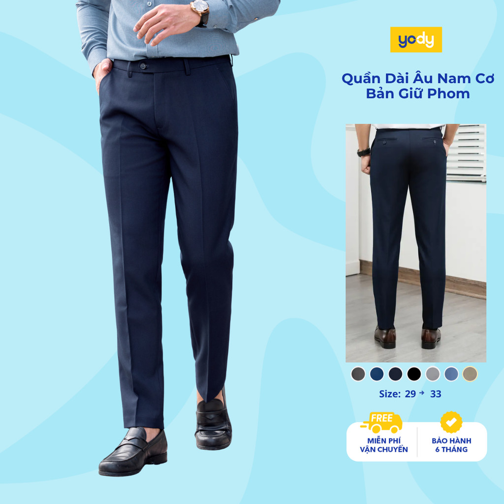 Quần âu nam YODY ống đứng công sở lịch lãm quần tây nam cao cấp tôn dáng không nhăn TRA - MOTR25S028