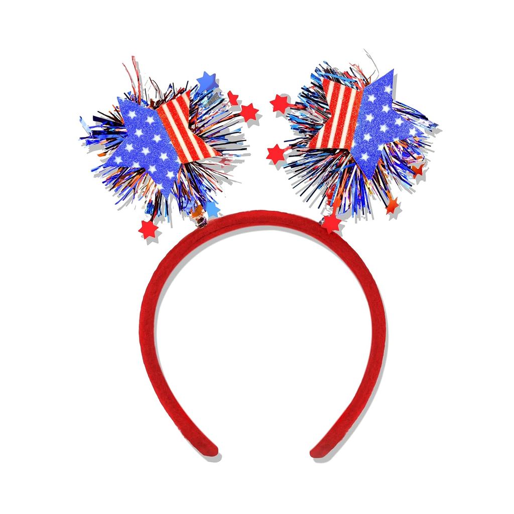 Smilelife 4th of July Băng Đô Quấn Tóc Cho Nữ Yêu Nước Hoa Kỳ Cờ Ngôi Sao Đỏ Trắng Xanh Ruy Băng Đầu