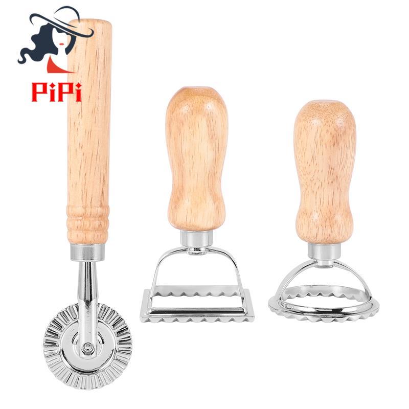 Bộ 3 Món Ravioli Pasta Cắt, Máy Làm Tem Ravioli Có Tay Cầm Bằng Gỗ Ravioli Cắt Pasta Cho Ravioli, Pa