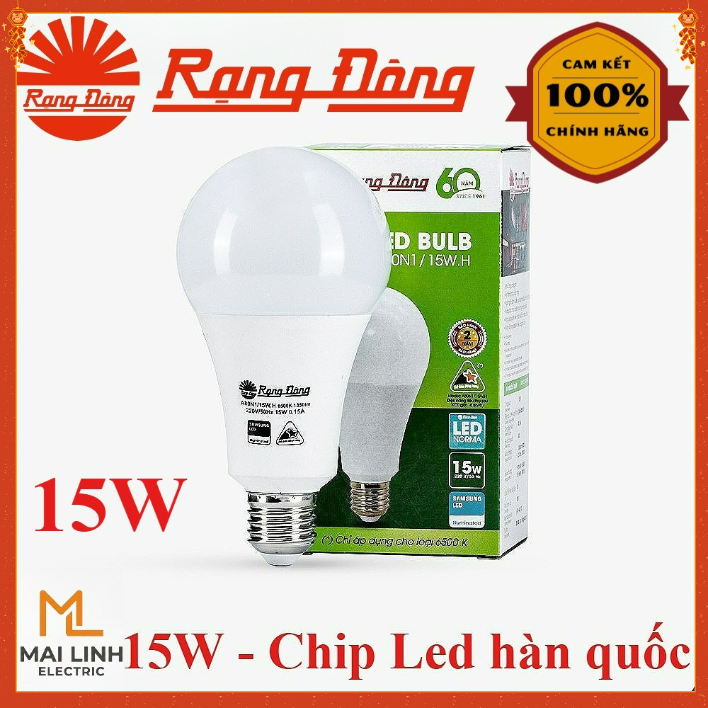 {Rạng Đông} Bóng đèn Led bulb tròn 15W Đui E27, siêu sáng, tiết kiệm điện MODEL Bulb-15W