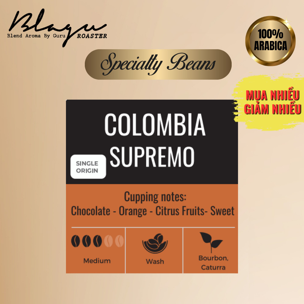Cà Phê Đặc Sản Blagu - Colombia - America Collection - Bourbon, Caturra - Medium Roast - 250g
