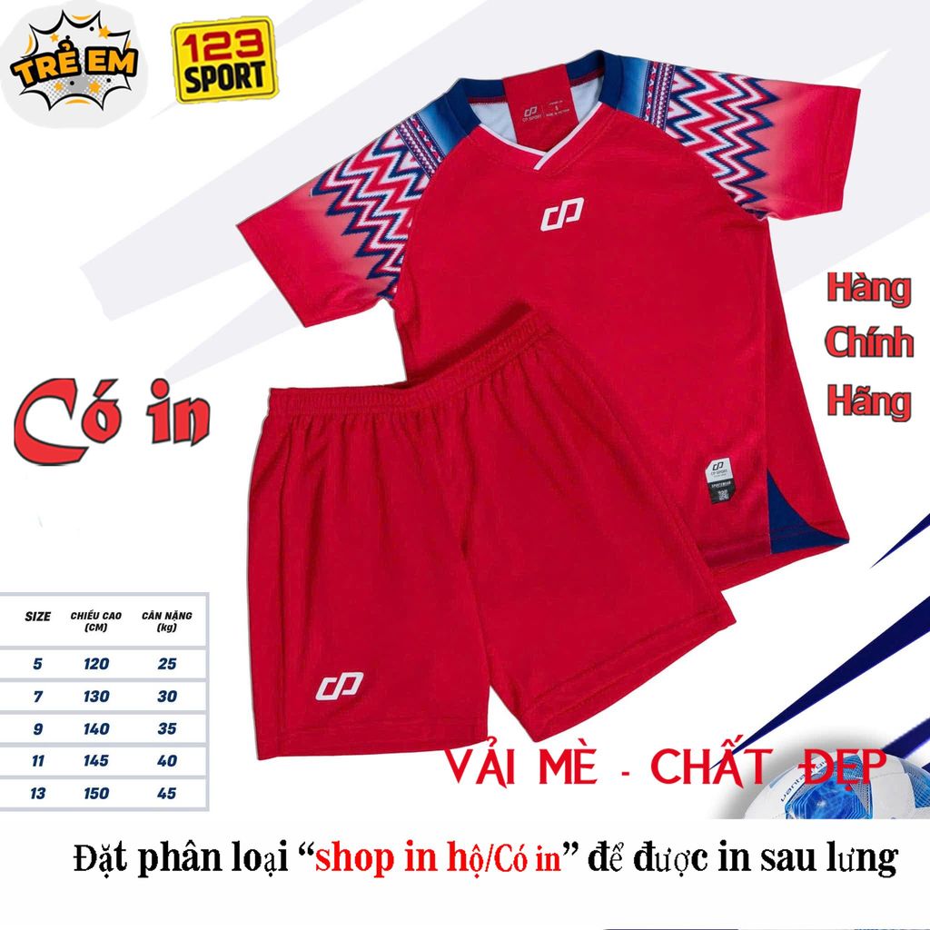 [HÀNG SẴN][Chính hãng CP Sport] Áo thể thao CP Native màu Đỏ trẻ em vải mè cao cấp chính hãng