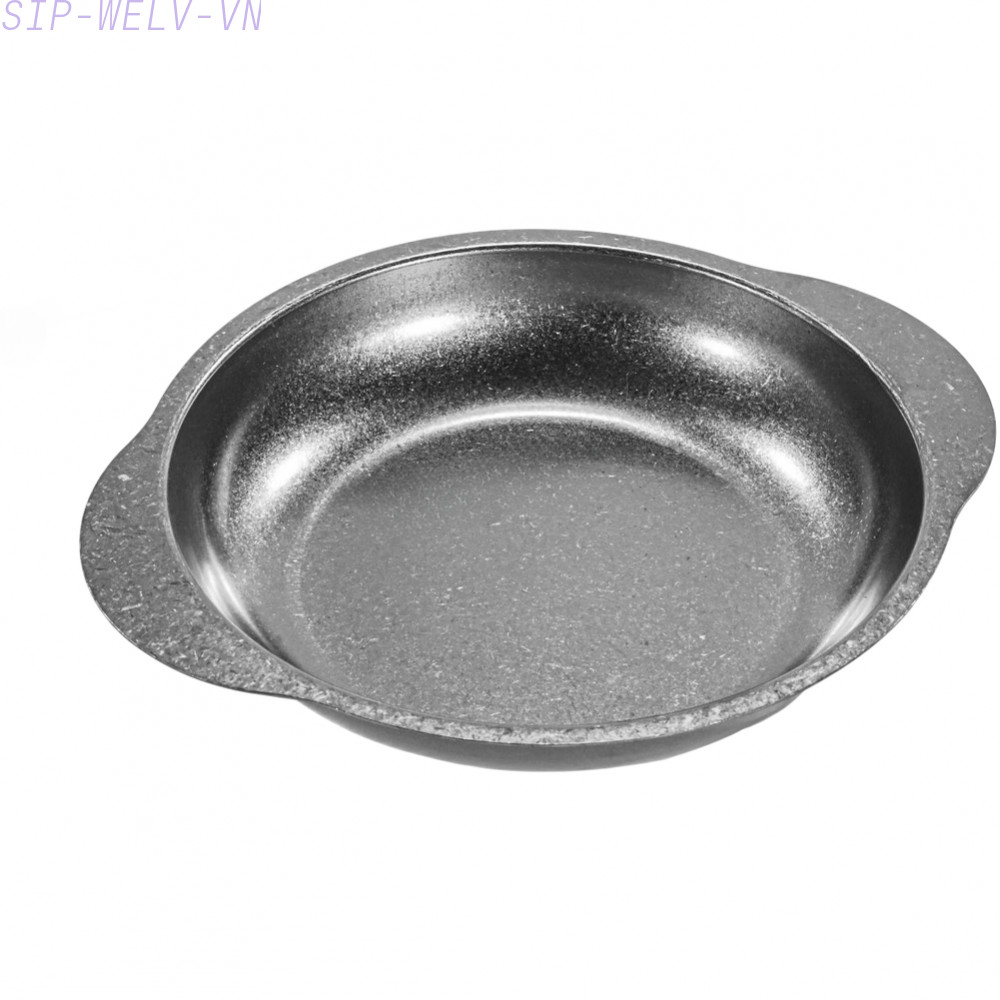 {WELV}vintage stainless steel small cooking pot retro style double ear shallow pan