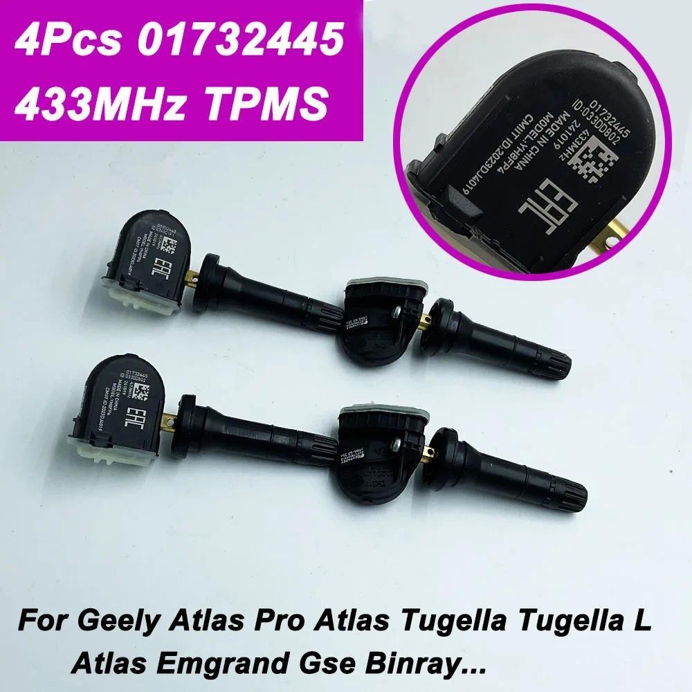 4 Cái Chất Lượng Cao 01732445 Cảm Biến Áp Suất Lốp TPMS 433 MHz Cho Geely Atlas Pro Atlas Tugella Tu