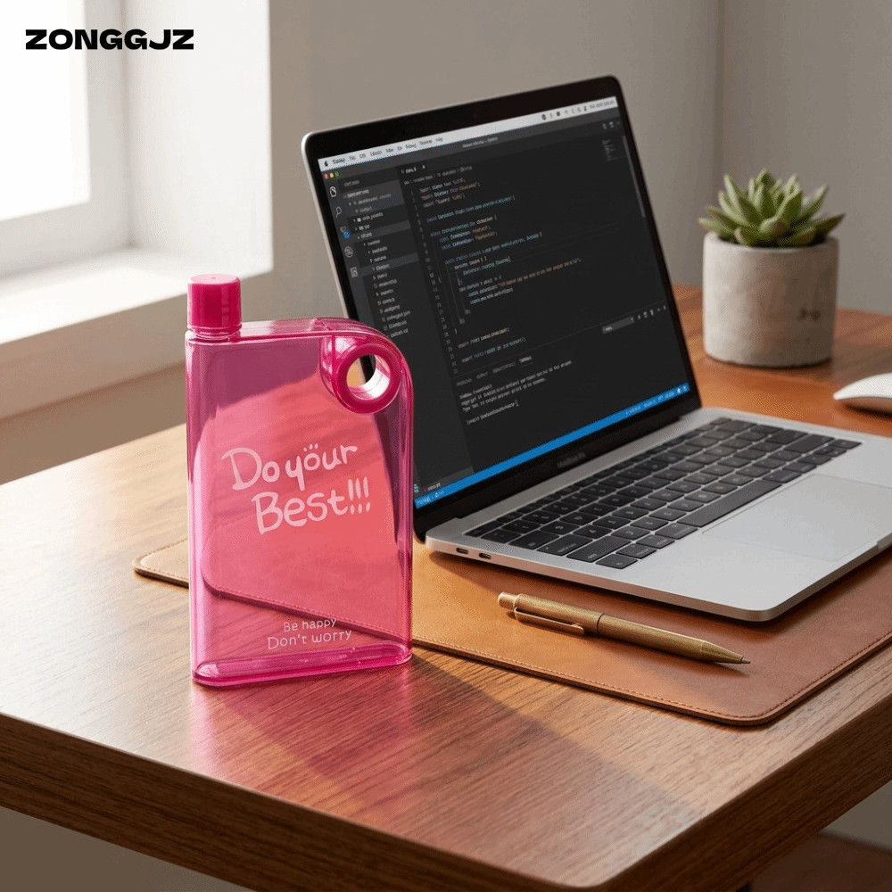 Chai Sáng Tạo ZONGGJZ, Cốc Uống Nước Chống Rò Rỉ Phác Thảo Vuông, Novel Outlook Mịn Nhẹ 420Ml Cốc Mớ
