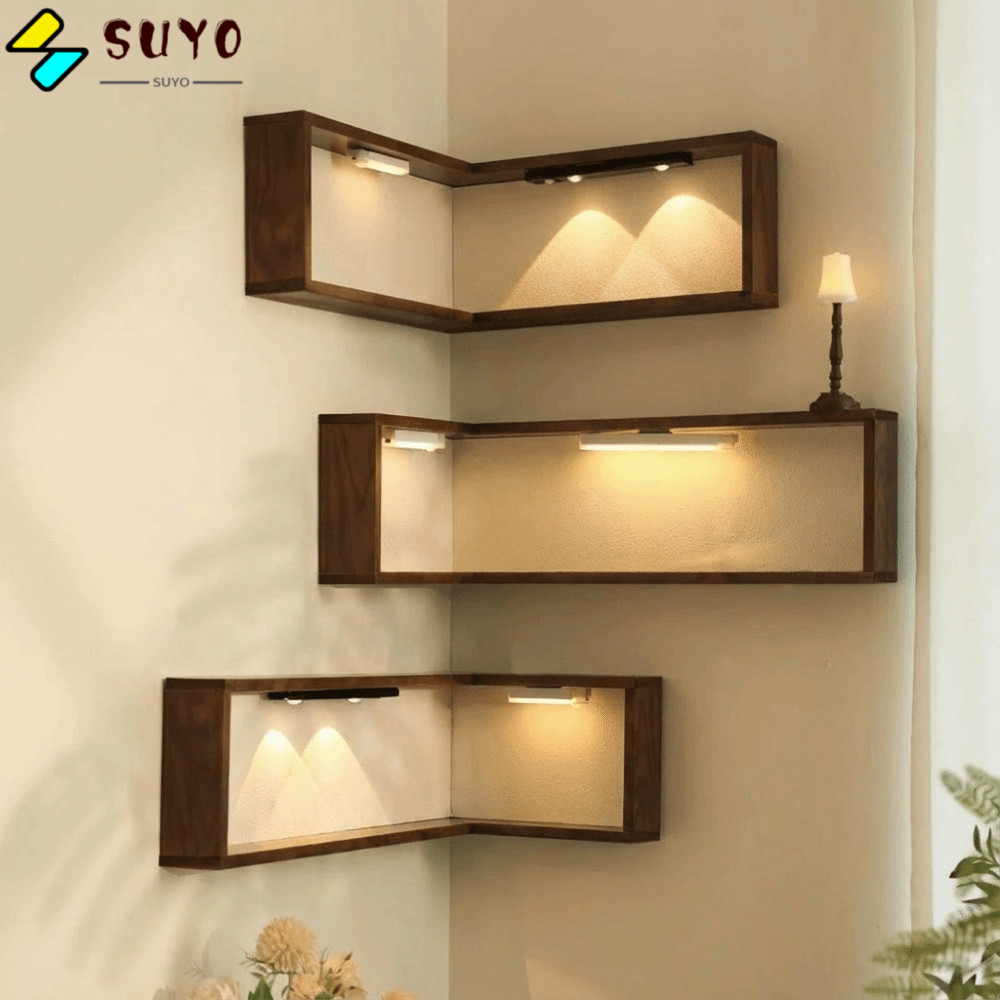 Kệ treo tường góc SUYO, Kệ sách góc treo tường, Kệ nổi 90 độ tiết kiệm không gian Kệ trưng bày bằng 