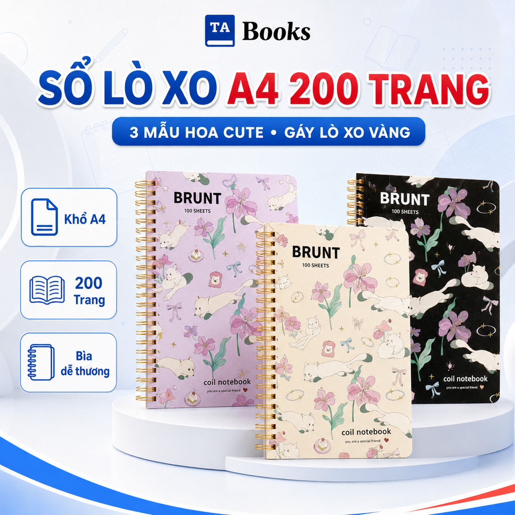 Sổ lò xo A4 200 trang LADY CAT gáy lò xo cao cấp