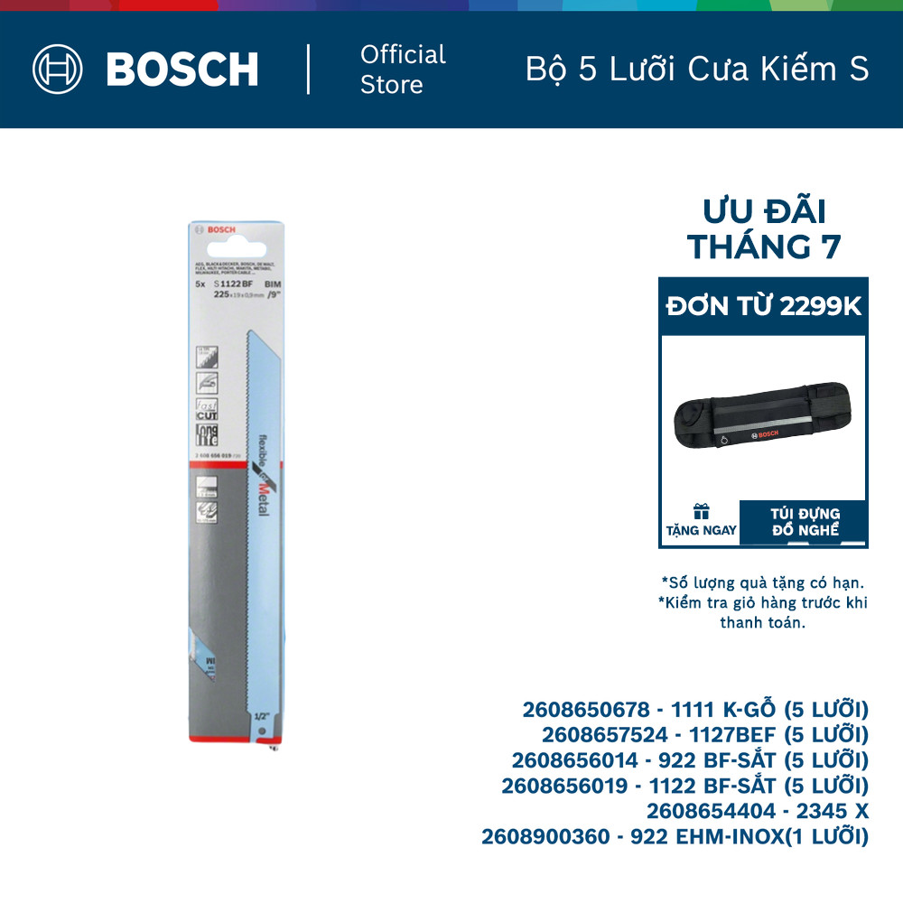 Lưỡi cưa kiếm Bosch S bộ 5 lưỡi