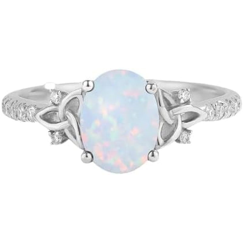 Nhẫn Opal YDD dành cho nữ Nhẫn đính hôn Opal và Moissanite dành cho nữ 10K 14K 18K Trắng / Vàng / Và
