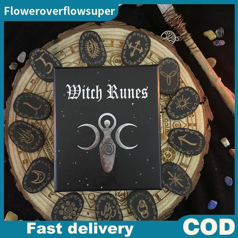 FSMY Gỗ Runes Bộ Đá Phù Thủy Rune Bộ 14 Chiếc Khắc Rune Biểu Tượng Cho Bói Toán Thạch