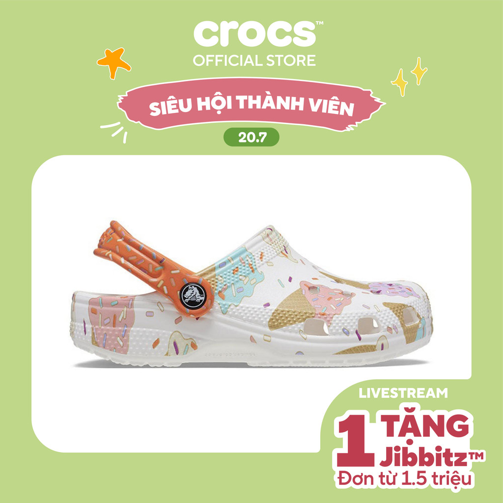 Crocs Classic Graphic Clog Unisex - Giày dép thoải mái, chống nước, size US 3-13, màu đen