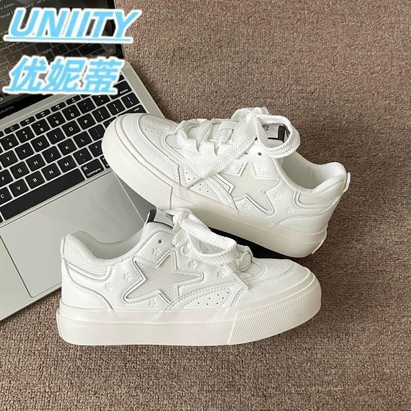 Uniti All-Match Waste Saturn Style Star Board Giày Nữ Phong Cách Mới Giày Trắng Retro Dopamine Thể T